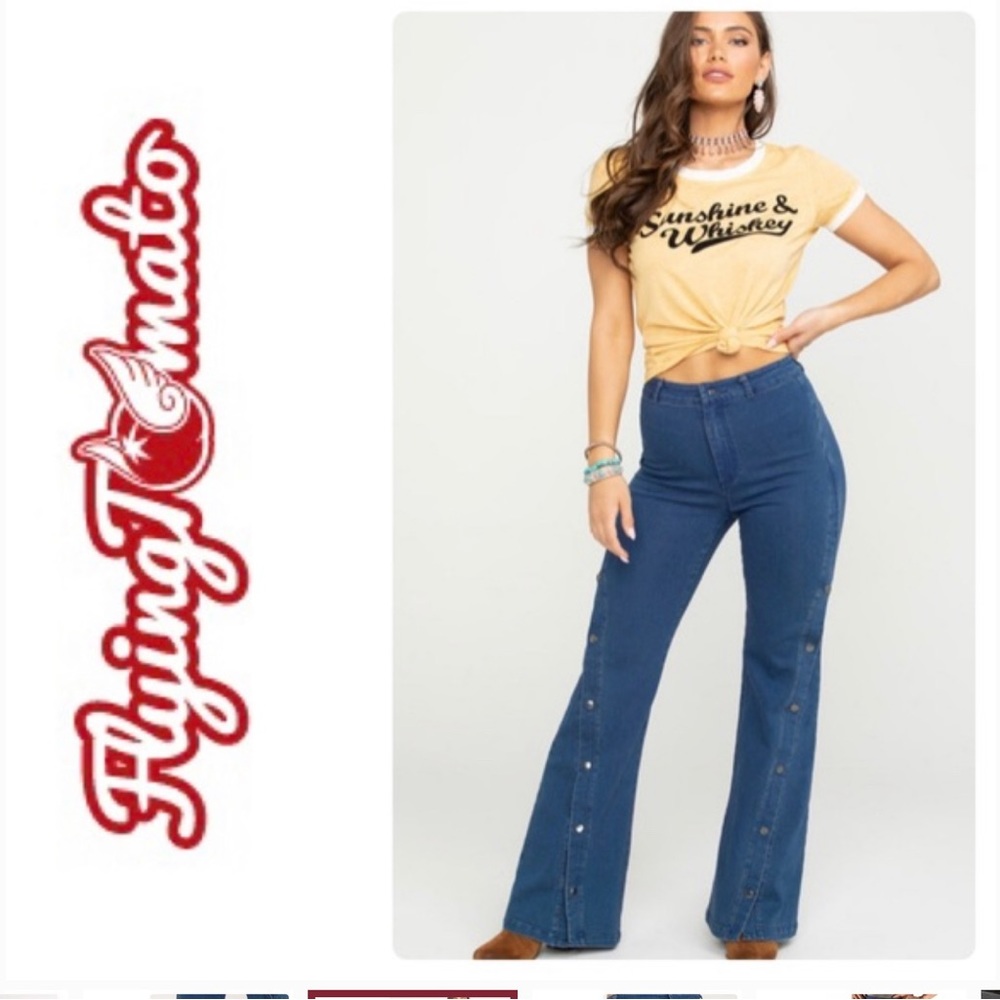 Flying Tomato High-Waist Button Flare Leg Jeans NWOT (2)